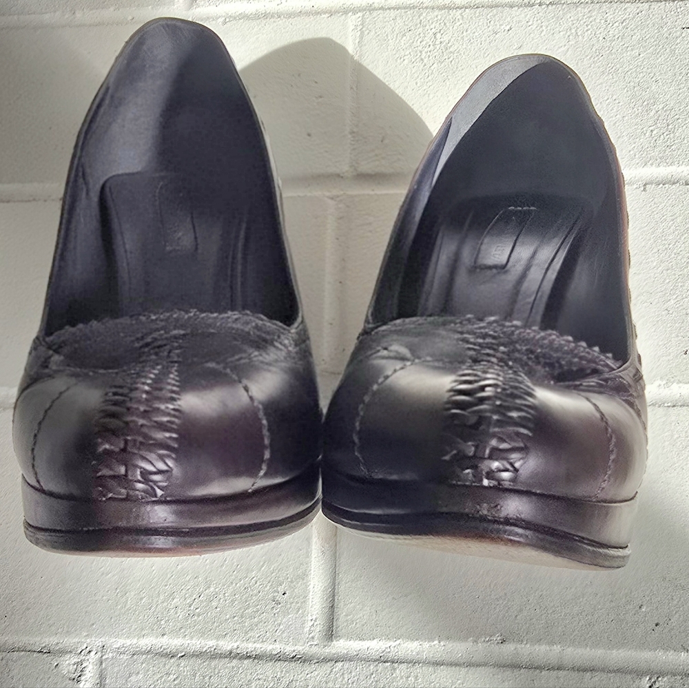 Vintage Bottega Veneta Brown Leather Stitch Detail Platform Pumps - Picture 8 of 11